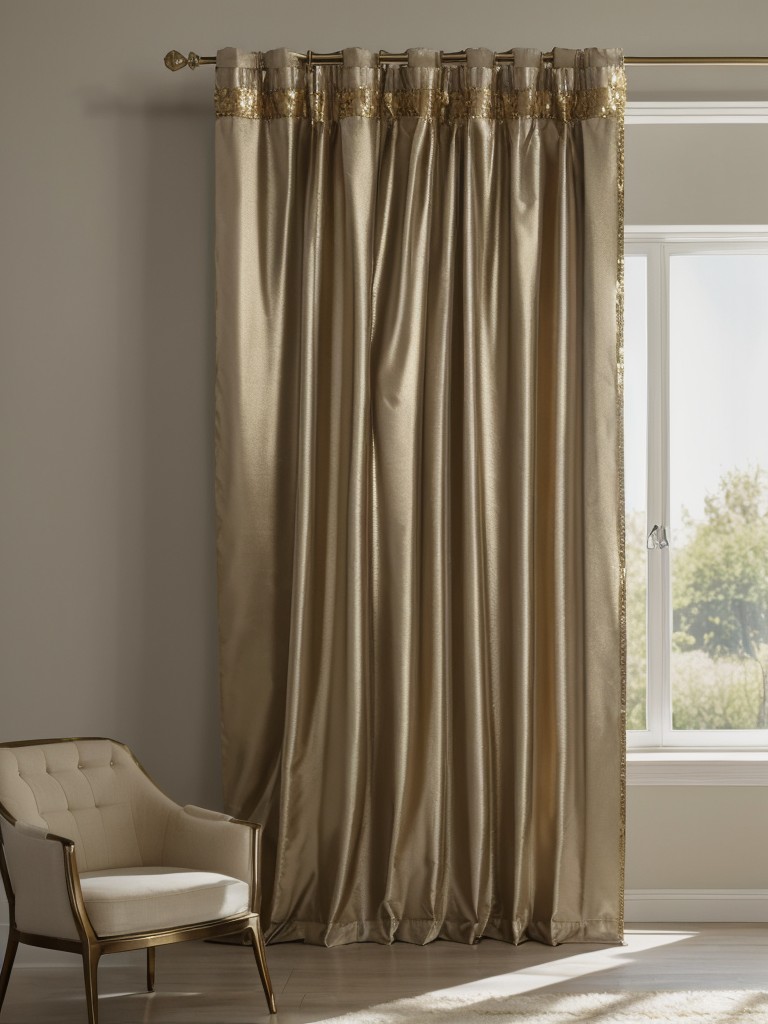 Choose curtains with metallic accents, like shimmery gold or silver threads, adding a touch of glamour and opulence to your living space.