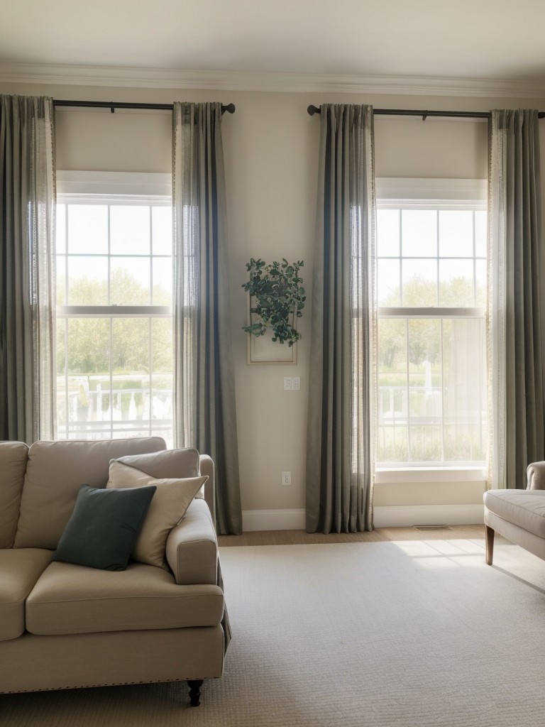 Consider layering curtains with sheer panels under heavier drapes to allow for privacy while still enjoying natural light during the day.