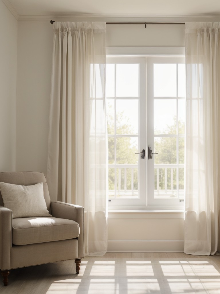 Embrace natural light by opting for sheer white or neutral curtains that let sunshine pour into your living space.