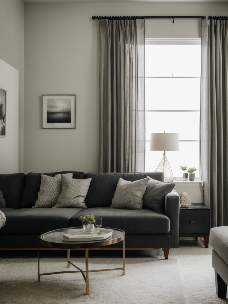 Go for a monochromatic look with curtains that match the color scheme of your living room walls and furniture, creating a cohesive and harmonious space.