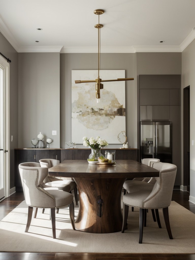 Incorporate a statement piece of furniture, such as a unique dining table or a standout sofa, to create visual interest and anchor the overall design.