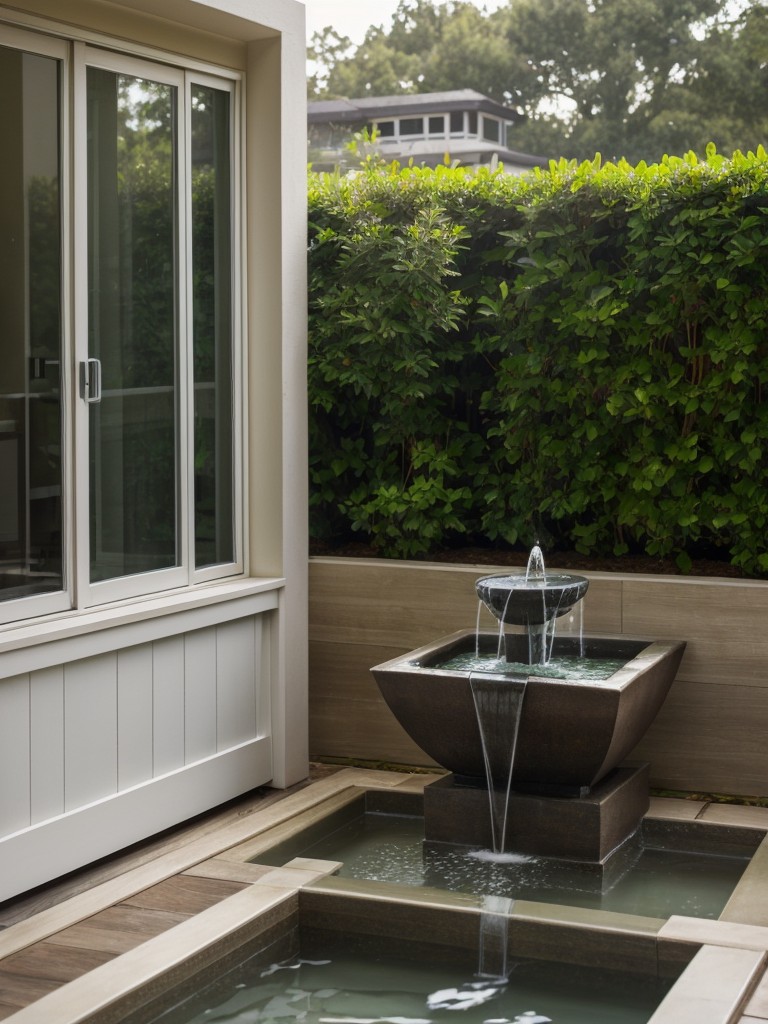 Incorporate a small water feature or fountain to create a calming oasis on your balcony.