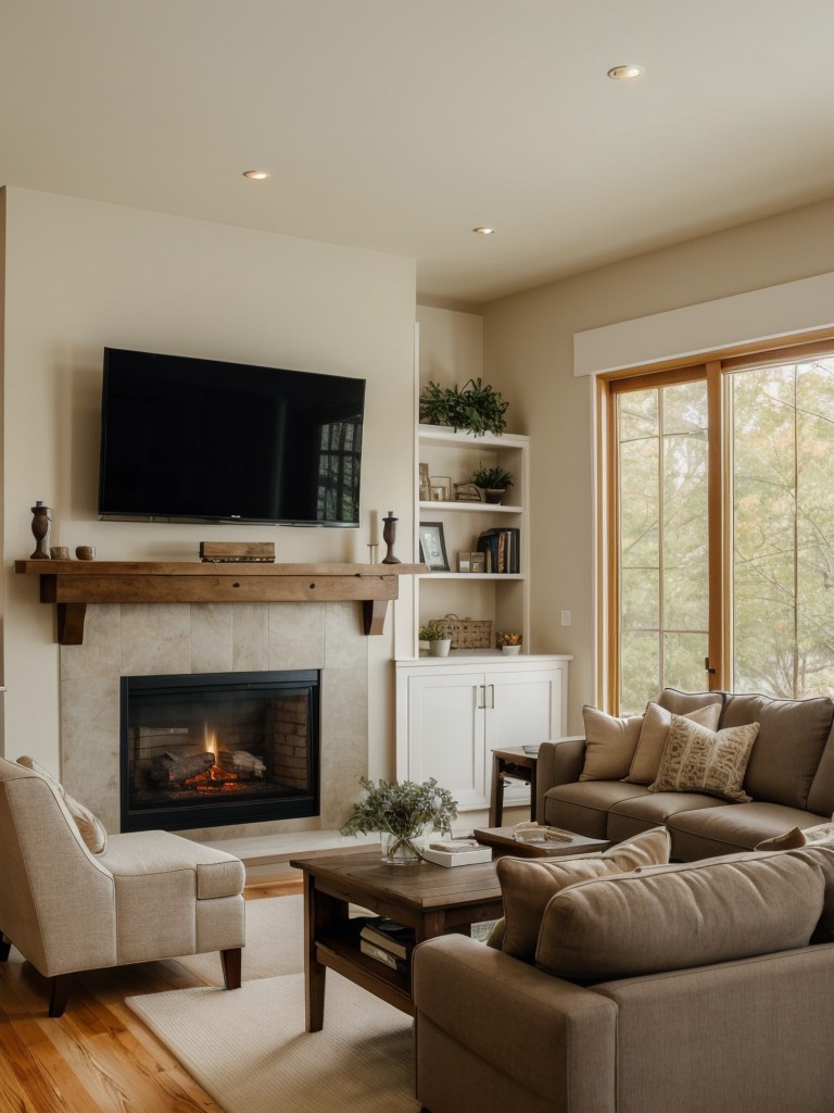 Creating a cozy and intimate living room by arranging furniture around a fireplace or a large TV, ensuring comfortable seating for everyone.