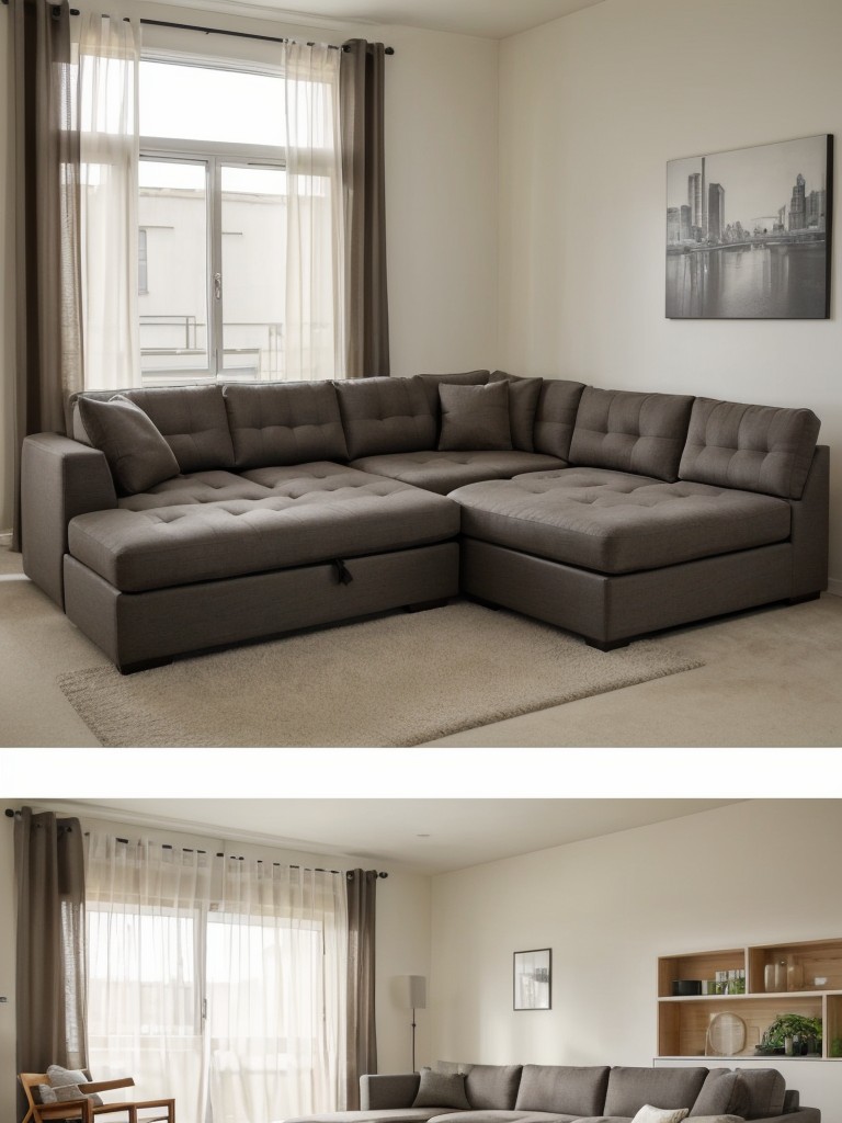 Creating a versatile and adaptable living room layout with modular furniture, like a sectional sofa that can be reconfigured to suit different occasions and needs.