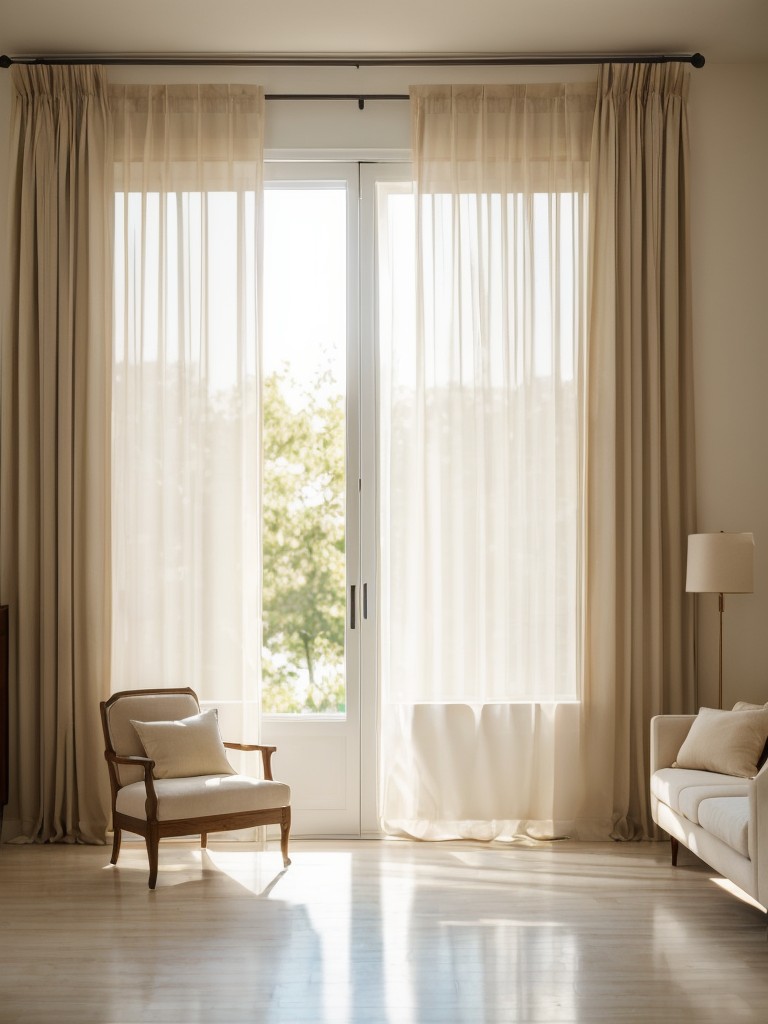 Emphasizing natural light in your living room by using light-colored furniture, mirrors, and sheer curtains to maximize the sense of openness and brightness.