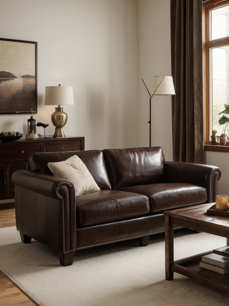 Incorporating a mix of textures and materials in your living room furniture, like a velvet sofa, a leather armchair, and a wooden coffee table, for a visually interesting and inviting space.