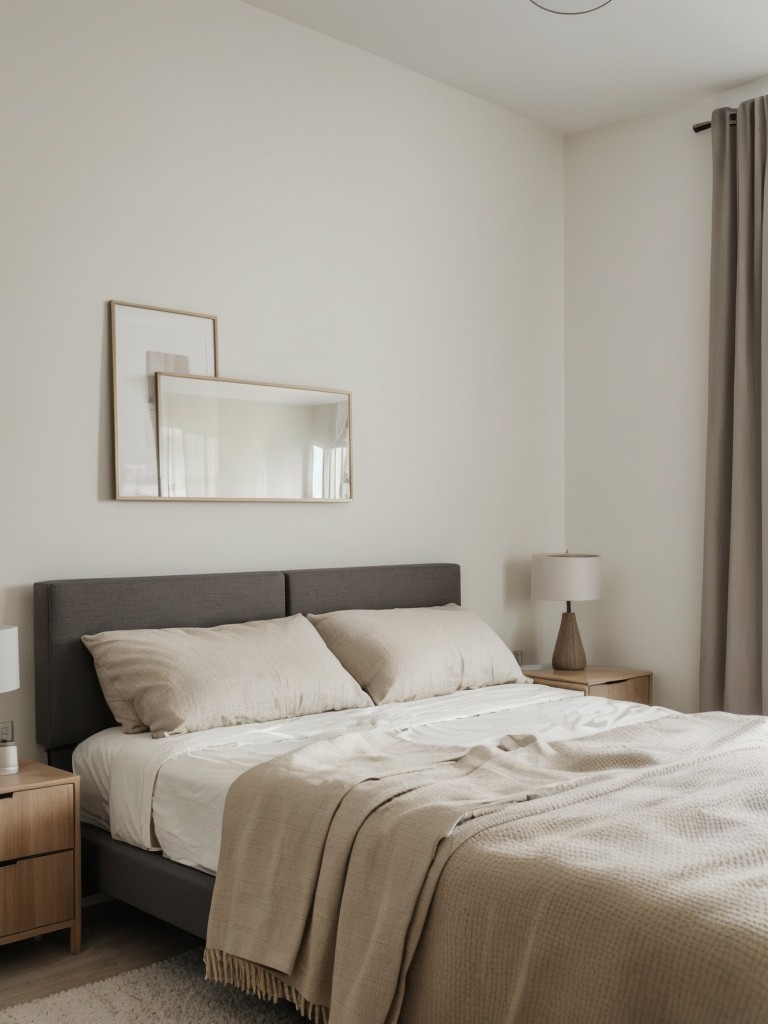 Embrace a minimalist approach in your apartment bedroom by decluttering space, using neutral tones, and incorporating simple yet functional furniture pieces.