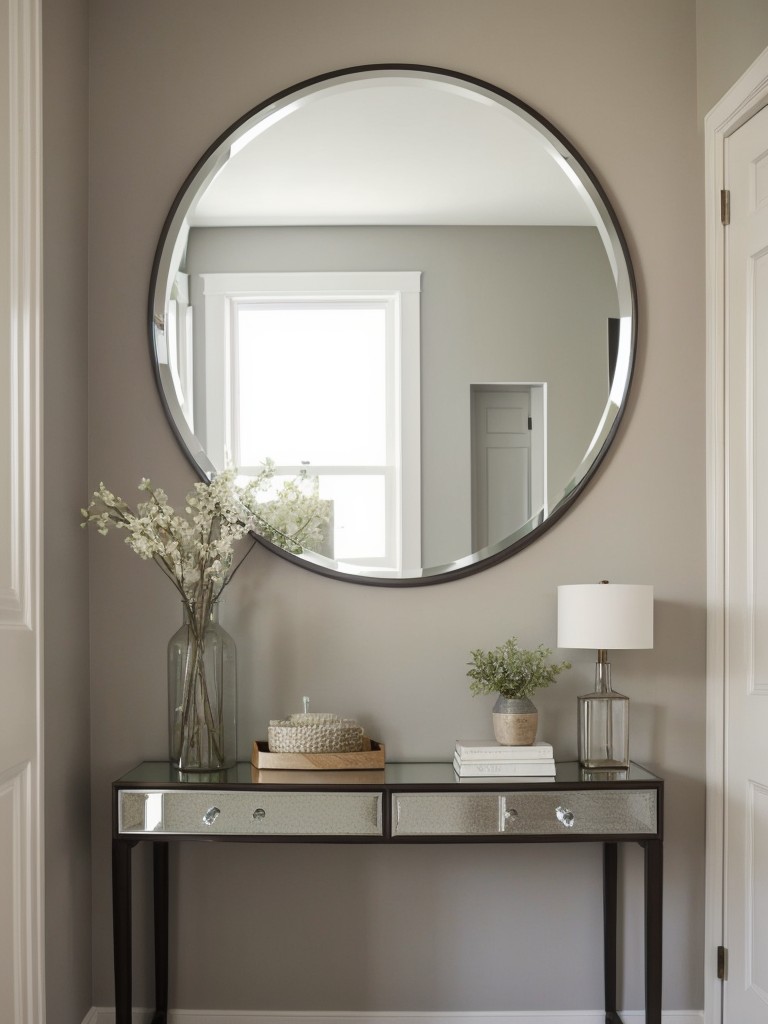 Make a lasting first impression in your apartment with a welcoming entryway by incorporating elements like a statement mirror, a functional entry bench, and a chic console table.