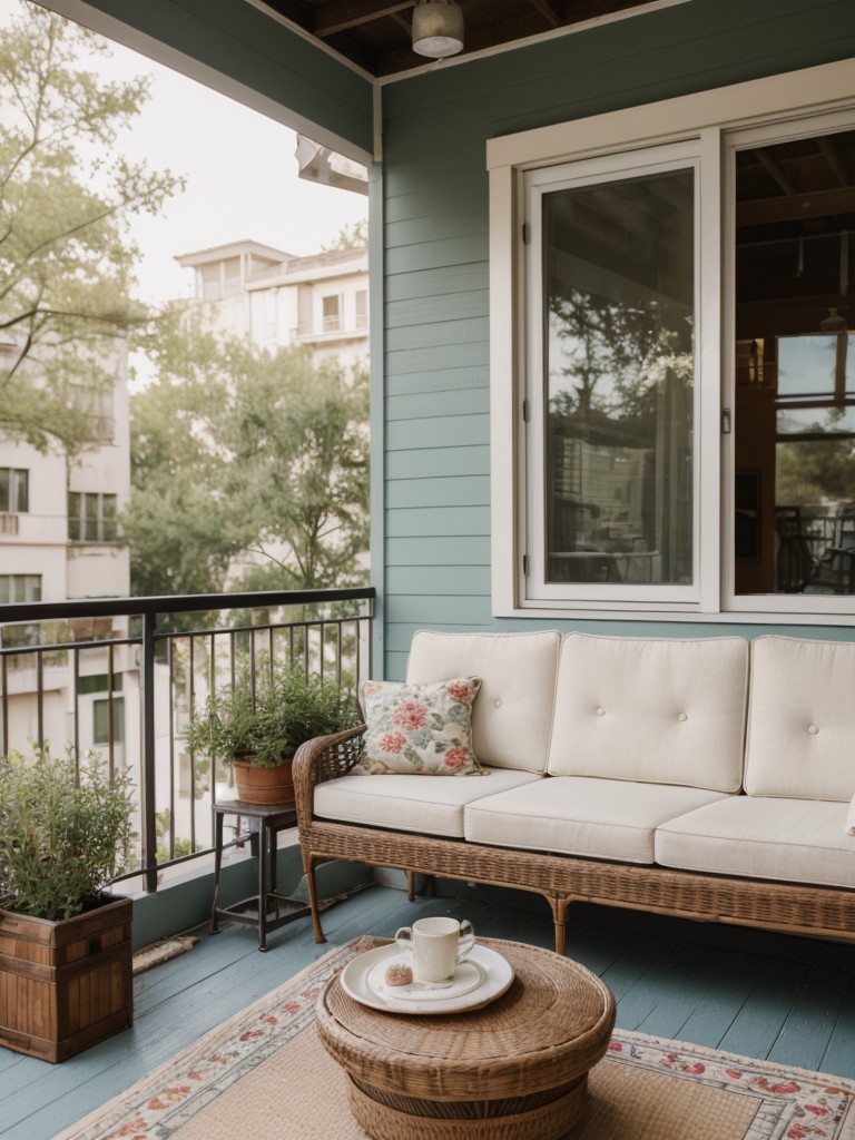 Add a touch of vintage charm to your apartment balcony with retro furniture pieces, vintage textiles, and whimsical accessories for a unique and inviting outdoor space.