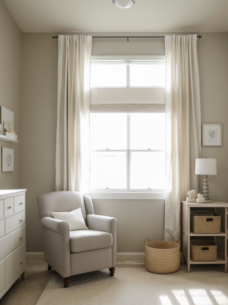 Create a calming and soothing nursery in your apartment with a neutral color scheme that creates a peaceful atmosphere.