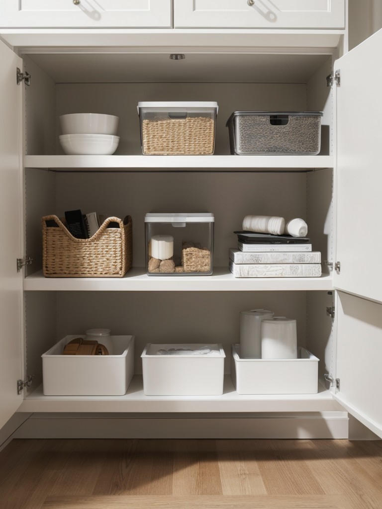 Enhance the minimalist aesthetic of your apartment by incorporating hidden storage options that keep belongings out of sight and maintain a clean and organized space.