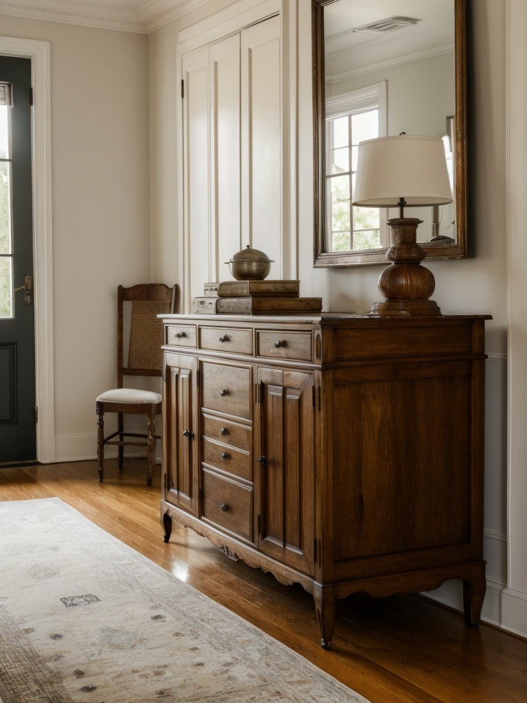 Incorporate antique furniture into your vintage apartment design for a timeless and sophisticated aesthetic.