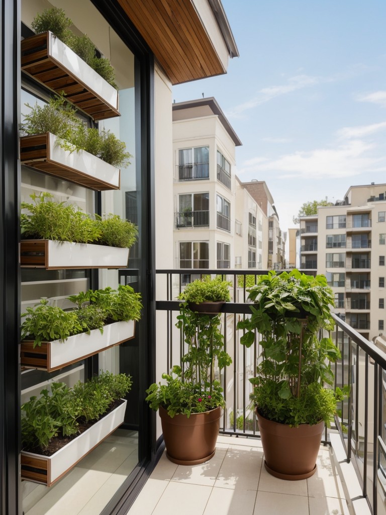 Make the most of your apartment balcony by implementing vertical gardening techniques, such as hanging planters and trellises.