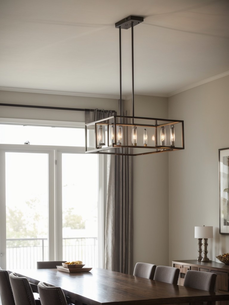 Make a statement in your apartment dining room with a stunning lighting fixture that enhances the overall ambiance.