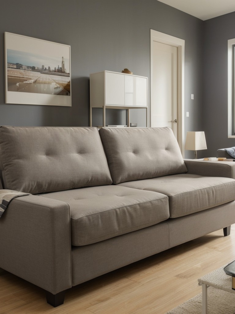 Maximize the functionality of your apartment studio with multifunctional furniture pieces, like space-saving sofa beds and smart storage ottomans.