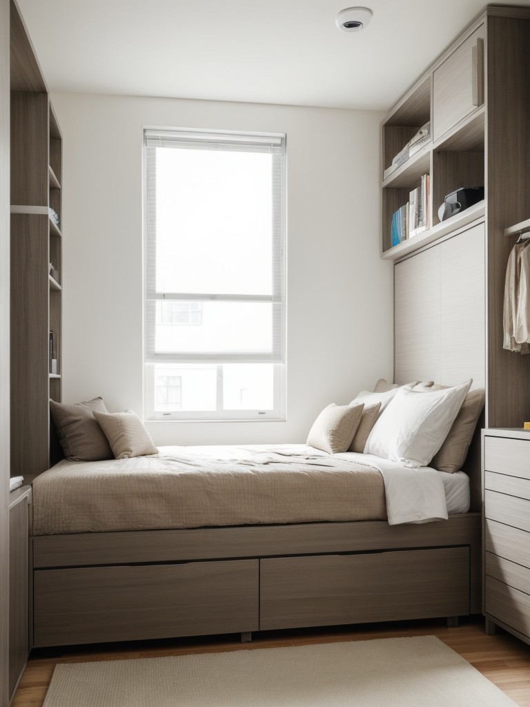 Maximize your small apartment bedroom with space-saving furniture solutions that offer both comfort and functionality.