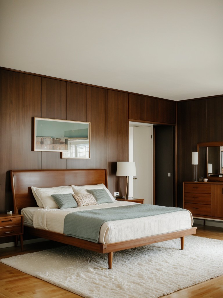 mid-century modern apartment bedroom ideas with retro furniture