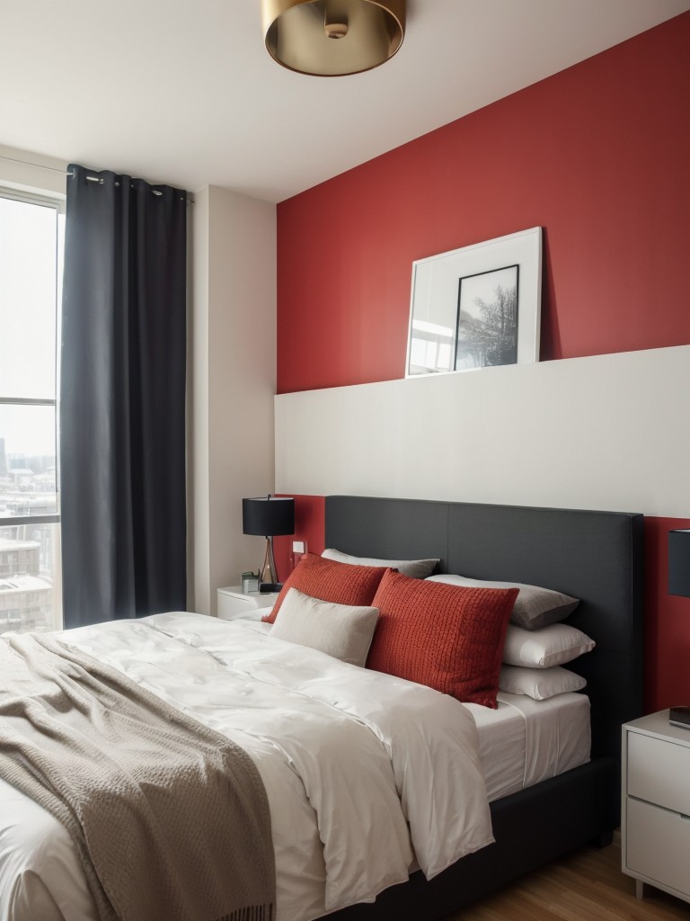 modern apartment bedroom ideas with bold accent wall