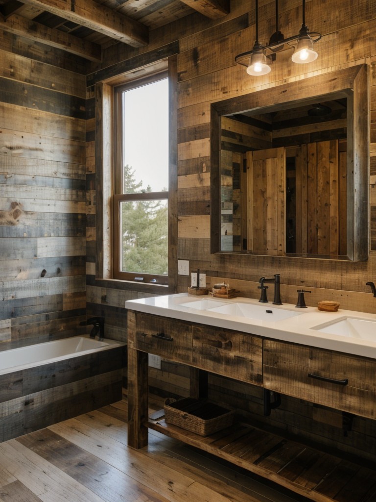 rustic apartment bathroom ideas with reclaimed wood features