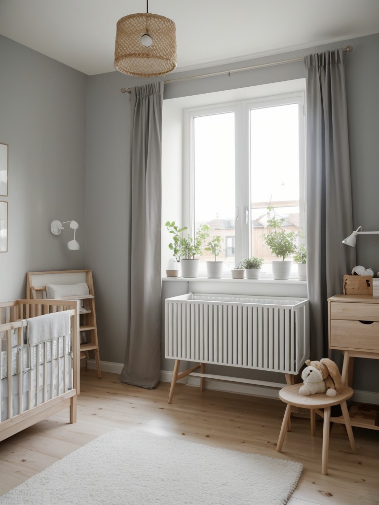 scandinavian apartment nursery ideas with light wood furniture