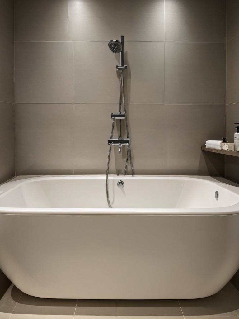 Transform your apartment bathroom into a luxurious retreat with spa-like features such as a soaking tub, rainfall shower, and high-end finishes.