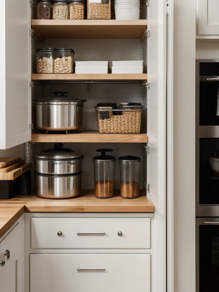 Utilize open shelving in your small apartment kitchen for a functional and visually appealing storage solution.