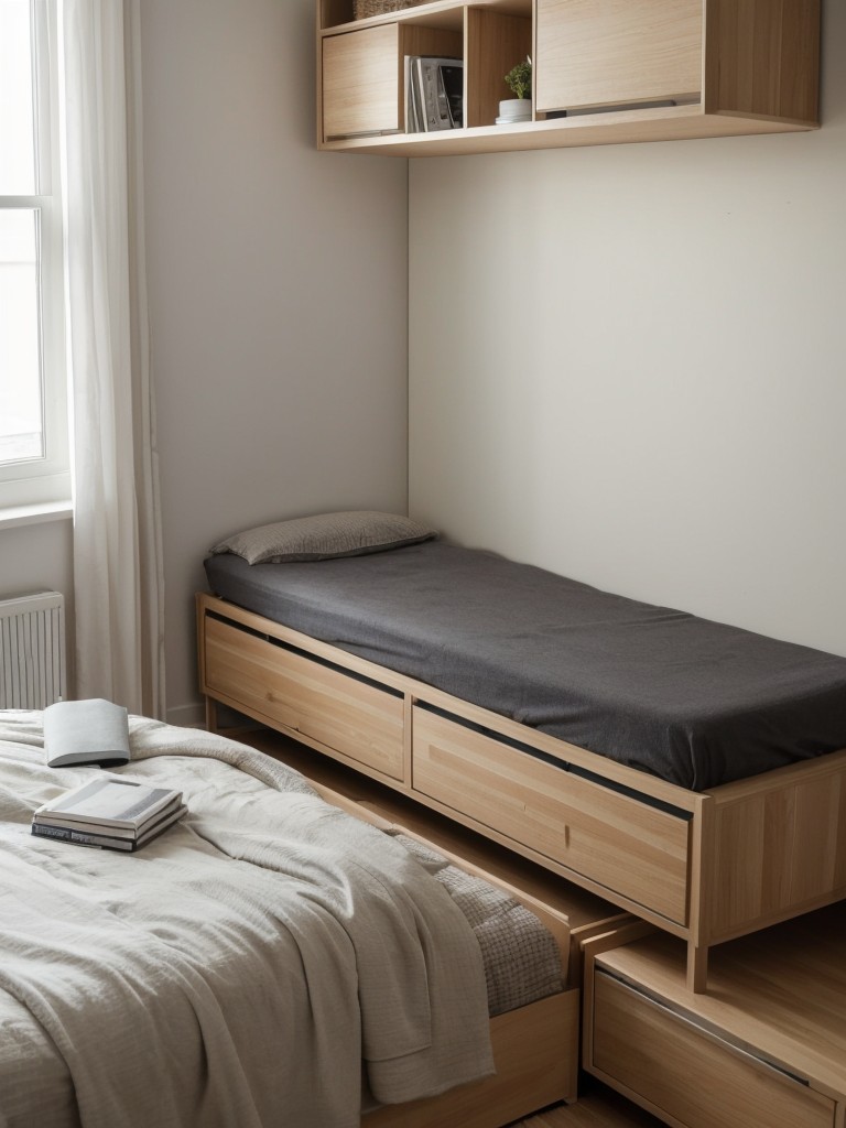 Utilize space-saving furniture in your small apartment bedroom to maximize floor space and create a more organized and clutter-free environment.