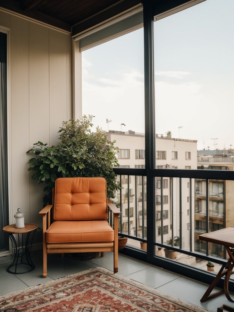 vintage apartment balcony ideas with retro furniture