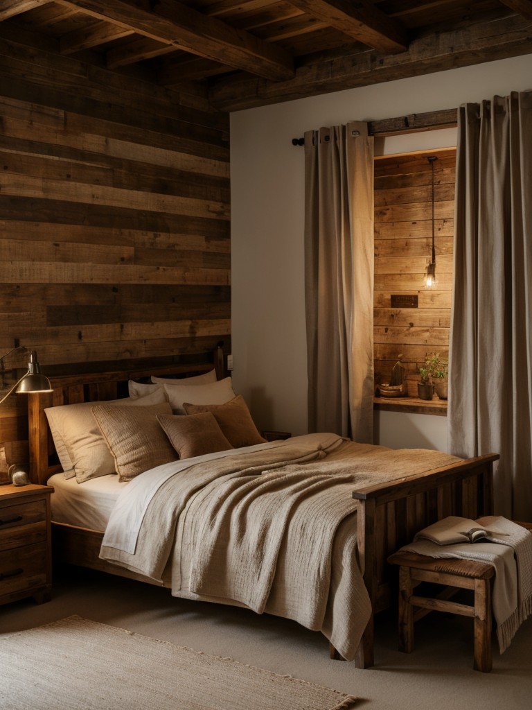 rustic apartment ideas with natural wood furniture, cozy textiles, and warm lighting for a cozy and inviting atmosphere.