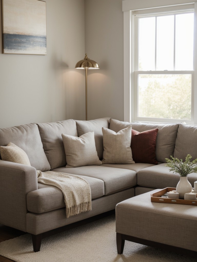 sofa, statement lighting, and cozy throw pillows for a comfortable and stylish space.