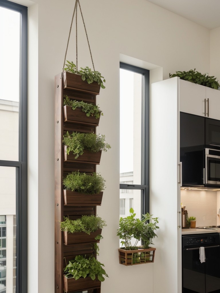 Hang Planters or Install Vertical Gardens to Bring a Touch of Nature and Freshness to a Studio Apartment.