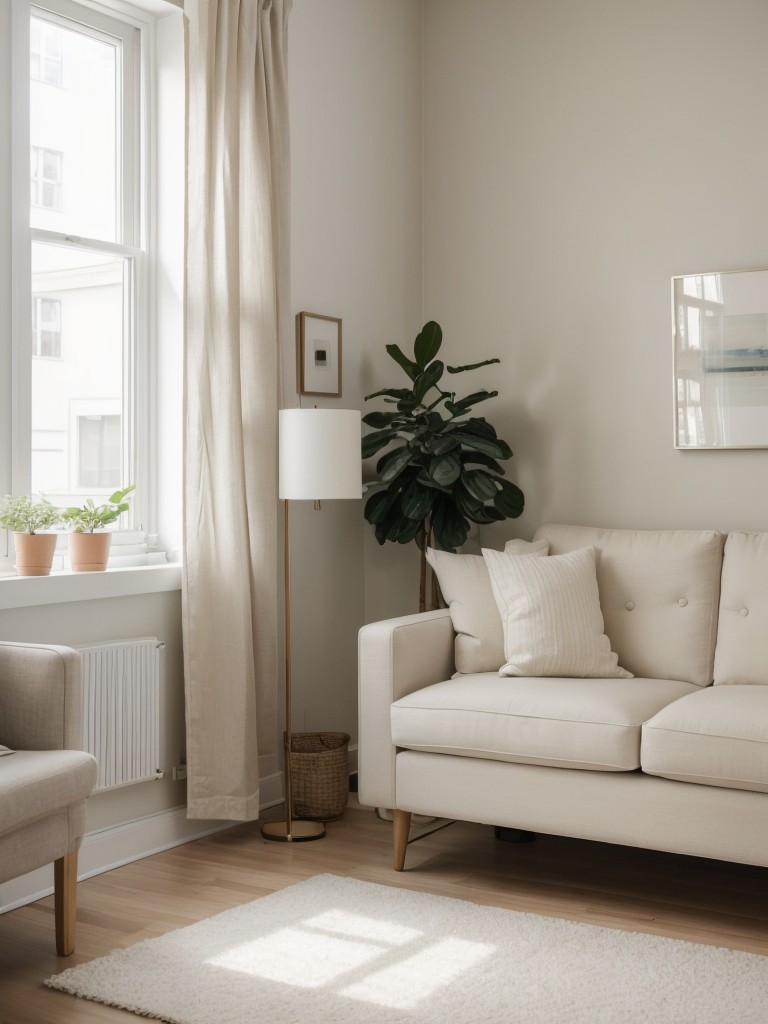 Use Light and Neutral Colors to Create an Airy and Bright Feel in a Small Studio Apartment.