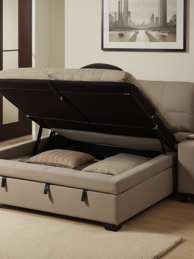 Utilize Multi-Functional Furniture, like a Sofa Bed or Ottoman with Storage, to Maximize Space.