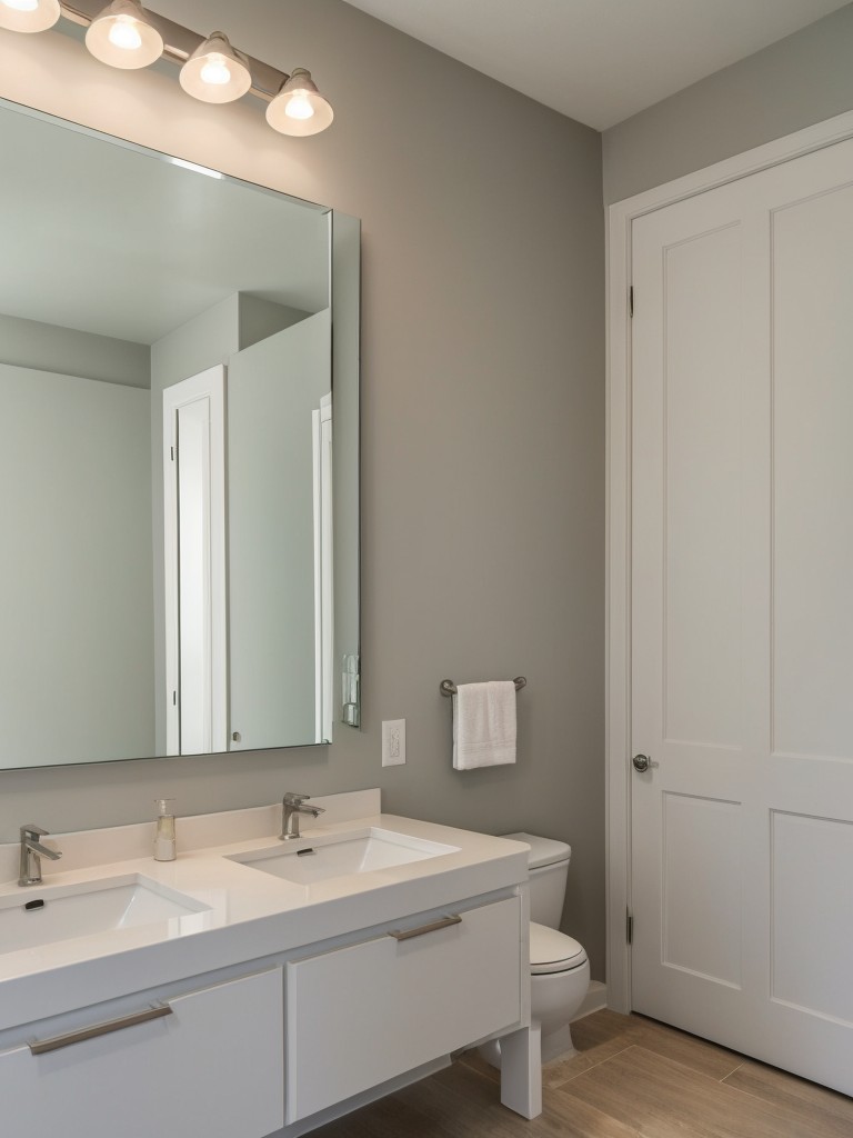 Hang a large statement mirror to create the illusion of a bigger space and add depth.