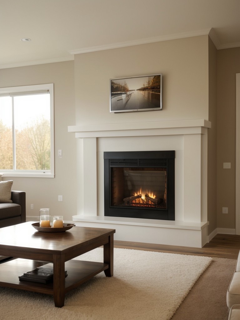 Install a wall-mounted fireplace to add both warmth and visual appeal to the living room.