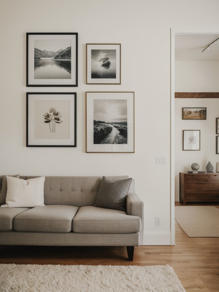 Showcase a gallery wall of art pieces that reflect your personal style and interests.