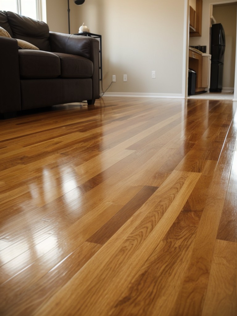 Emphasize the ease of maintenance in your apartment, showcasing features like hardwood floors that are especially useful during wet fall weather.