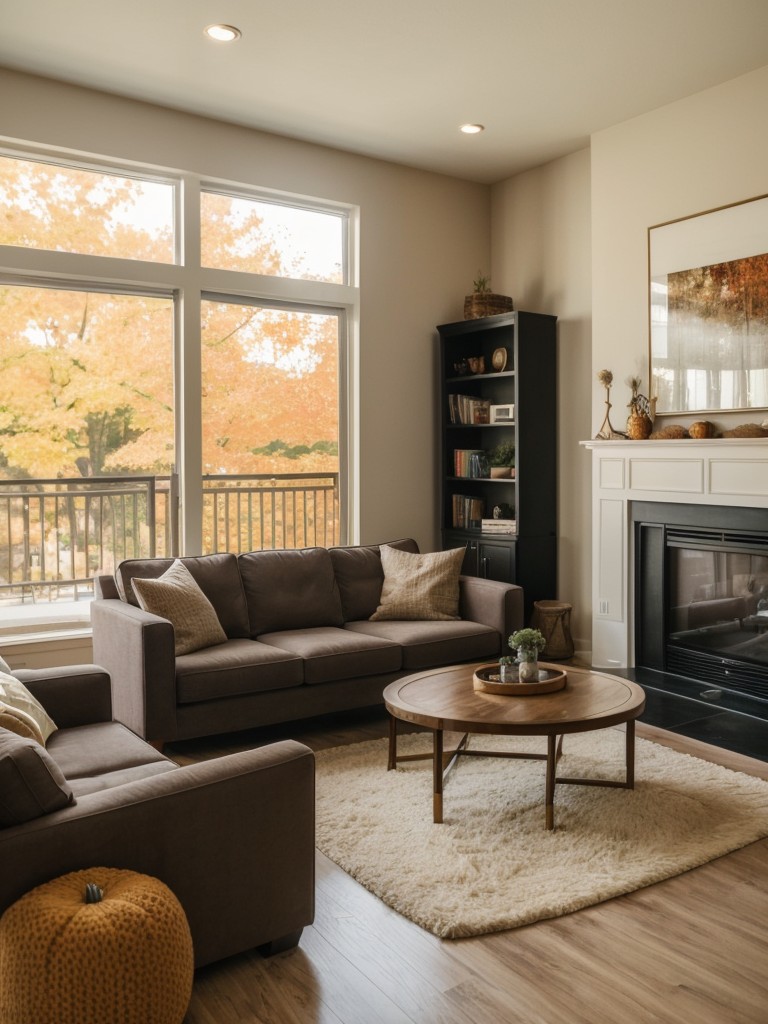Highlight the cozy nature of your apartment's common spaces, such as lounges or game rooms, perfect for spending time indoors during fall evenings.