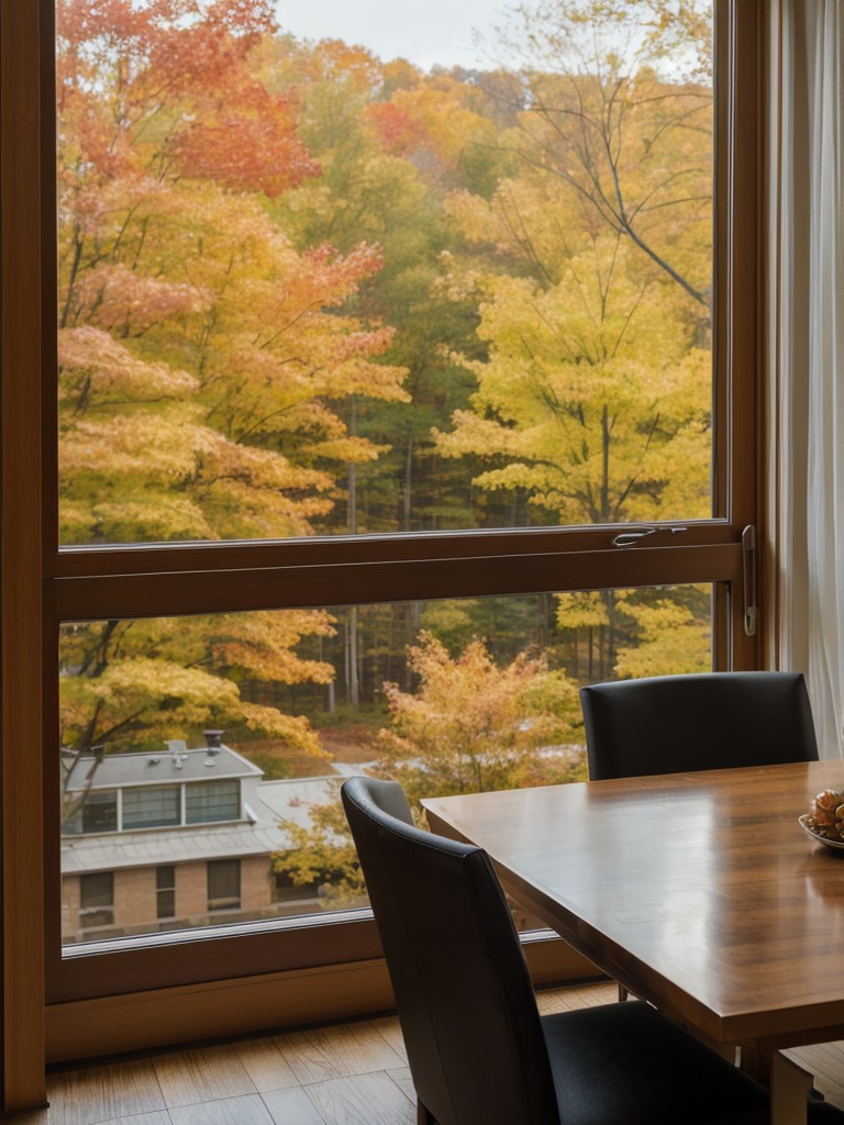 Highlight the stunning fall foliage views from your apartment windows in your promotional material.