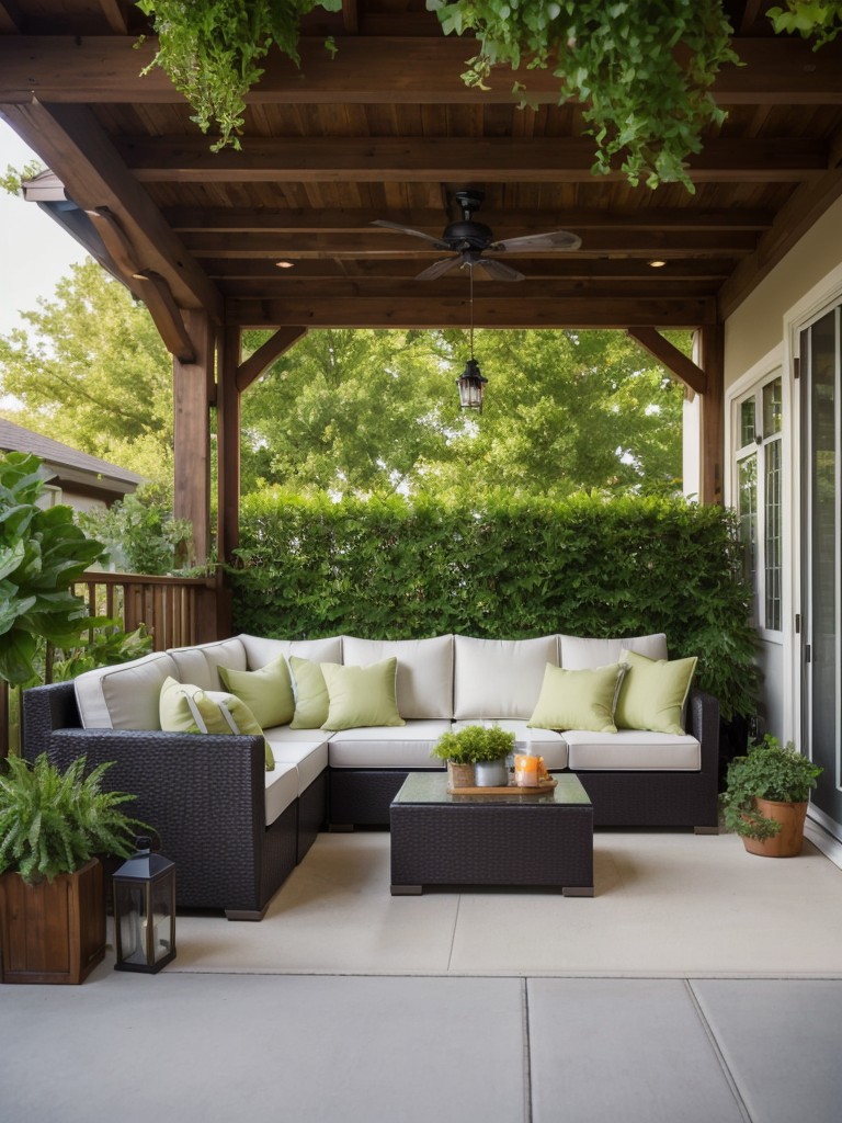 Promote any outdoor space in your building by staging it with patio furniture and vibrant plants to create an enticing summer oasis.