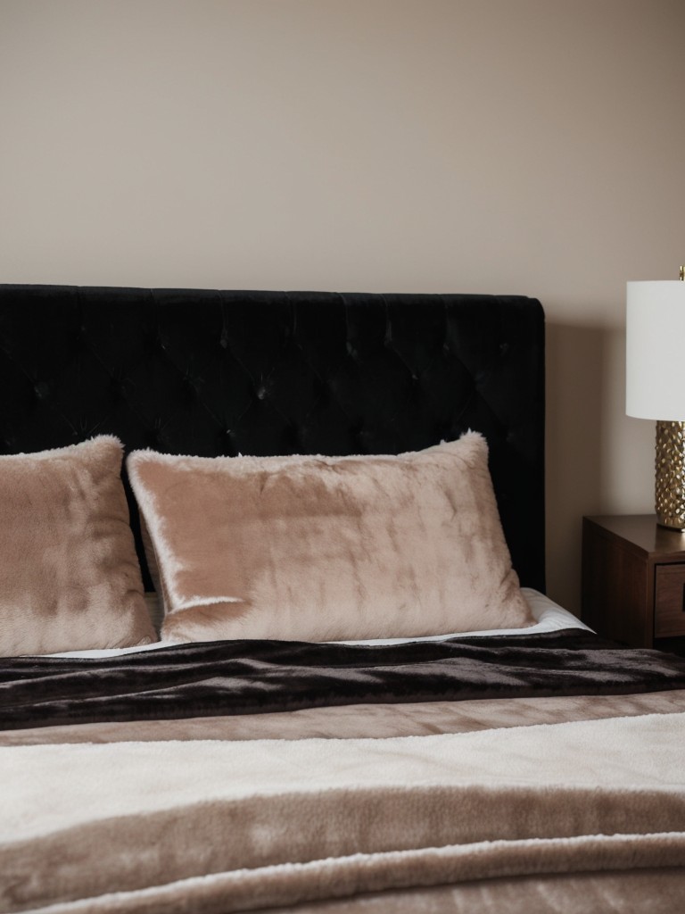 Add texture to the master bedroom with textiles such as faux fur throws, plush rugs, and velvet covers.