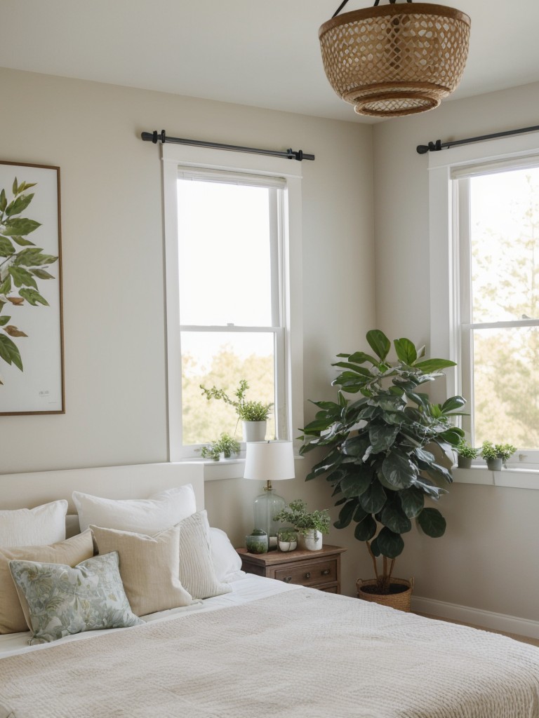 Bring nature indoors by incorporating plants and fresh flowers into the master bedroom decor for a calming and organic feel.