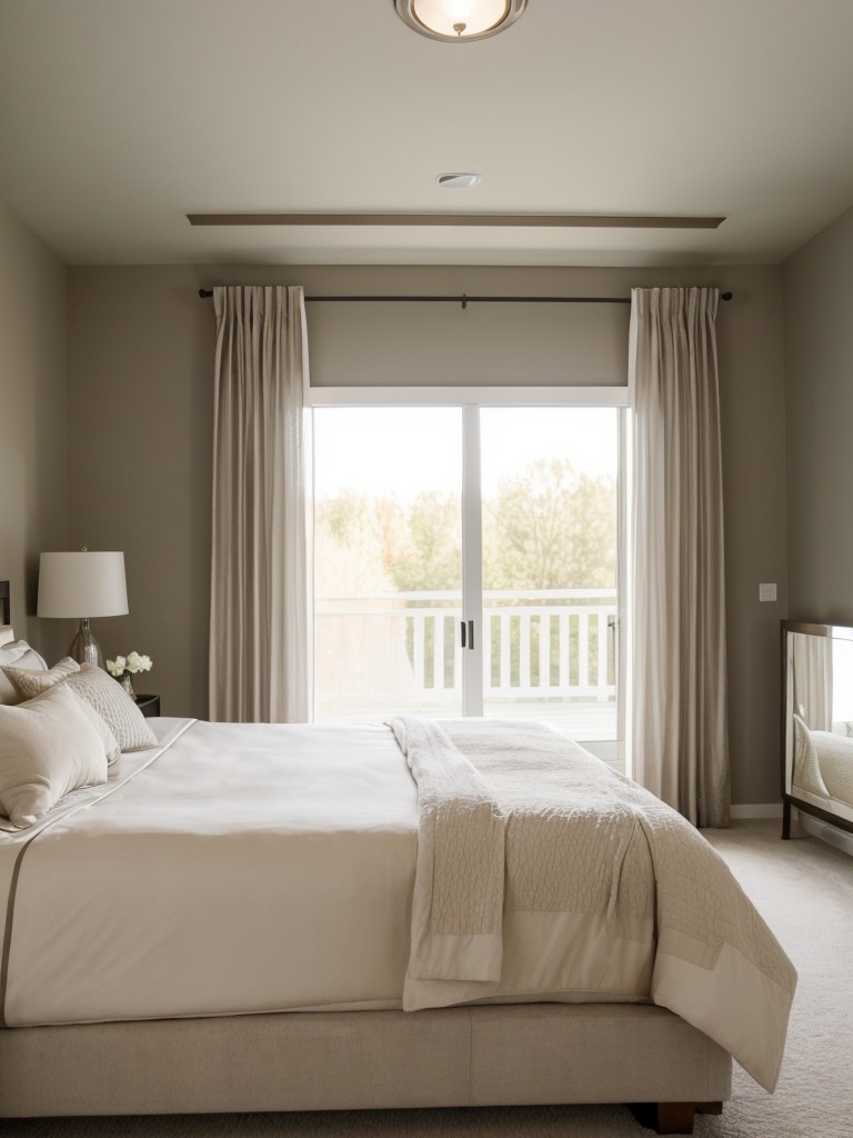 Create a serene and luxurious master bedroom retreat with a neutral color scheme, plush bedding, and soft lighting.