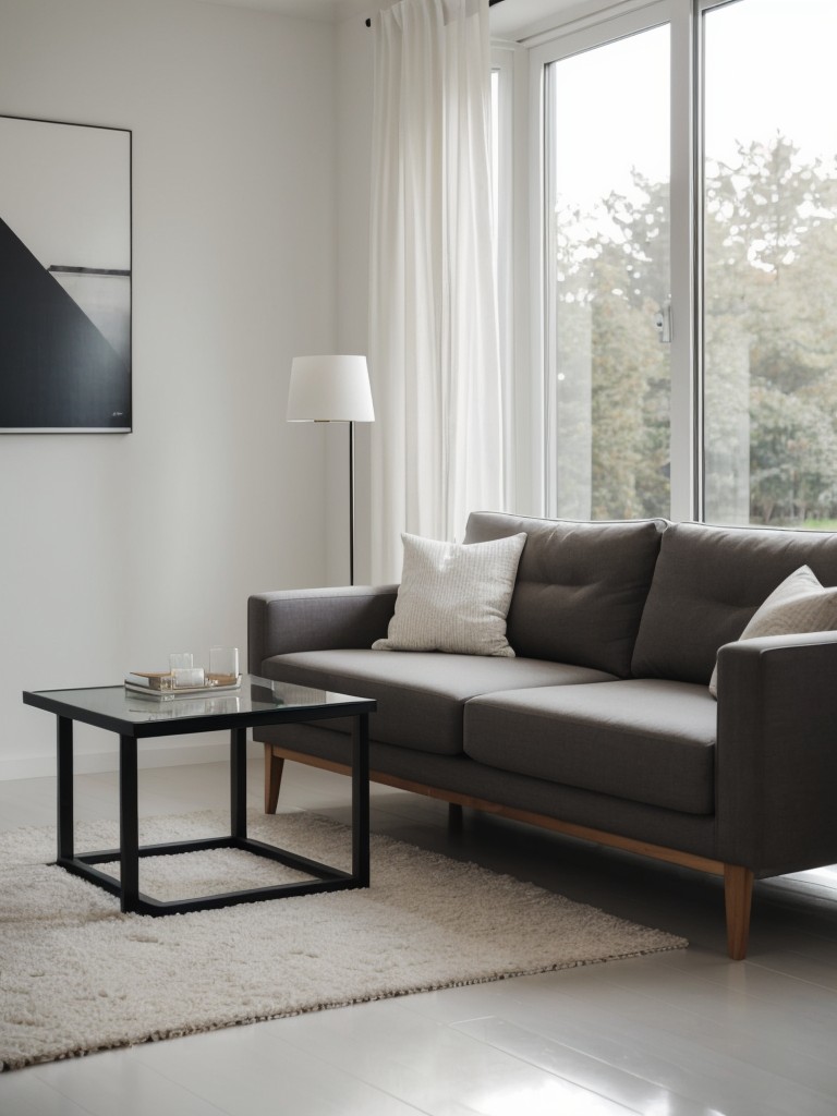 Adding minimalistic accessories such as sleek coffee tables or minimalist floor lamps to enhance the overall aesthetic.