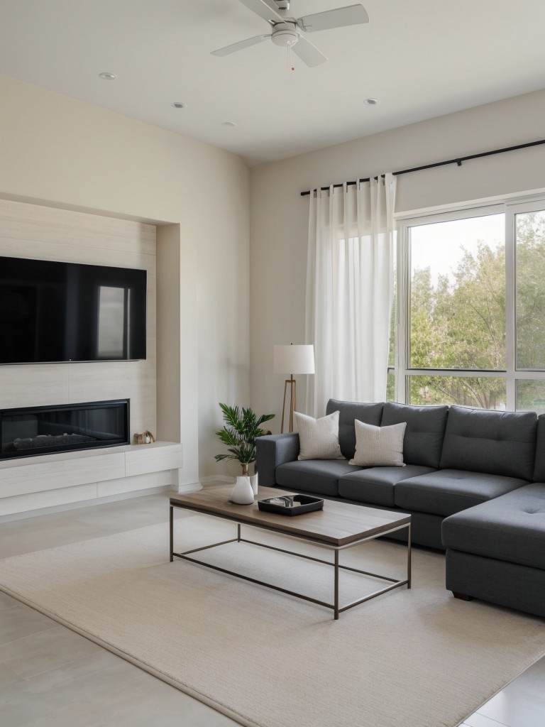 Establishing a minimalist living room layout that allows for easy circulation and ample seating for guests.