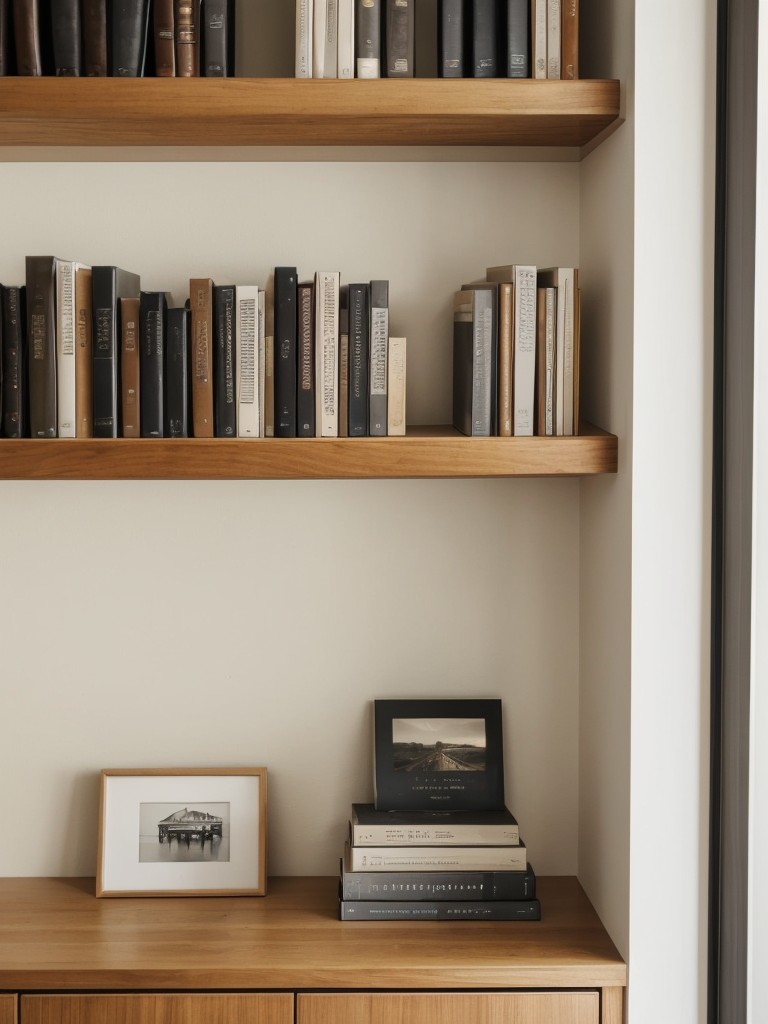 Implementing minimalistic shelving solutions to display books or decorative objects.