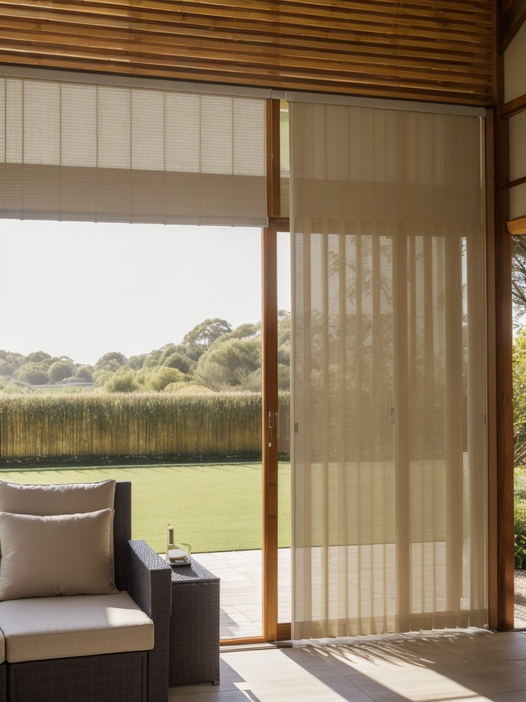 Adding privacy and shade with cost-effective options such as outdoor curtains, roller blinds, or bamboo screens.