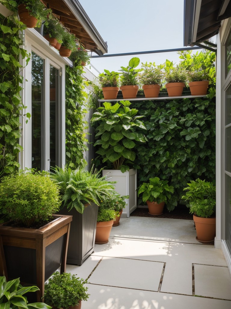 Adding a touch of greenery with potted plants, vertical gardens, and hanging baskets for a fresh and inviting look.