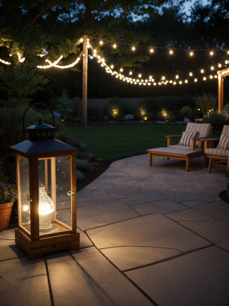 Incorporating outdoor lighting options such as solar-powered lanterns, string lights, or fairy lights to create a warm and inviting ambiance.