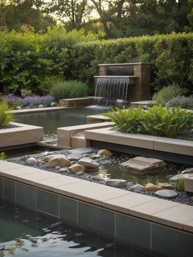 Incorporating water features such as small fountains or tabletop water gardens to create a soothing atmosphere.